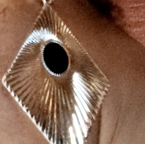 Extra Large silver metal clip on earrings - Picture 3 of 3